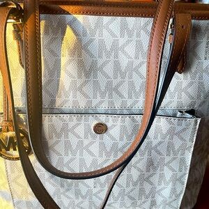 Michael Kors Brown and Cream Logo Tote
